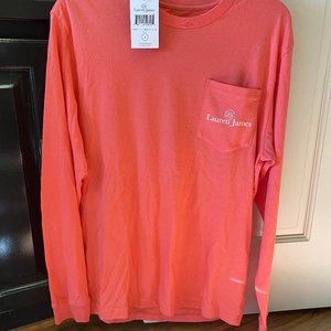 Lauren James Long sleeve pocket T-shirt   Size small   Coral